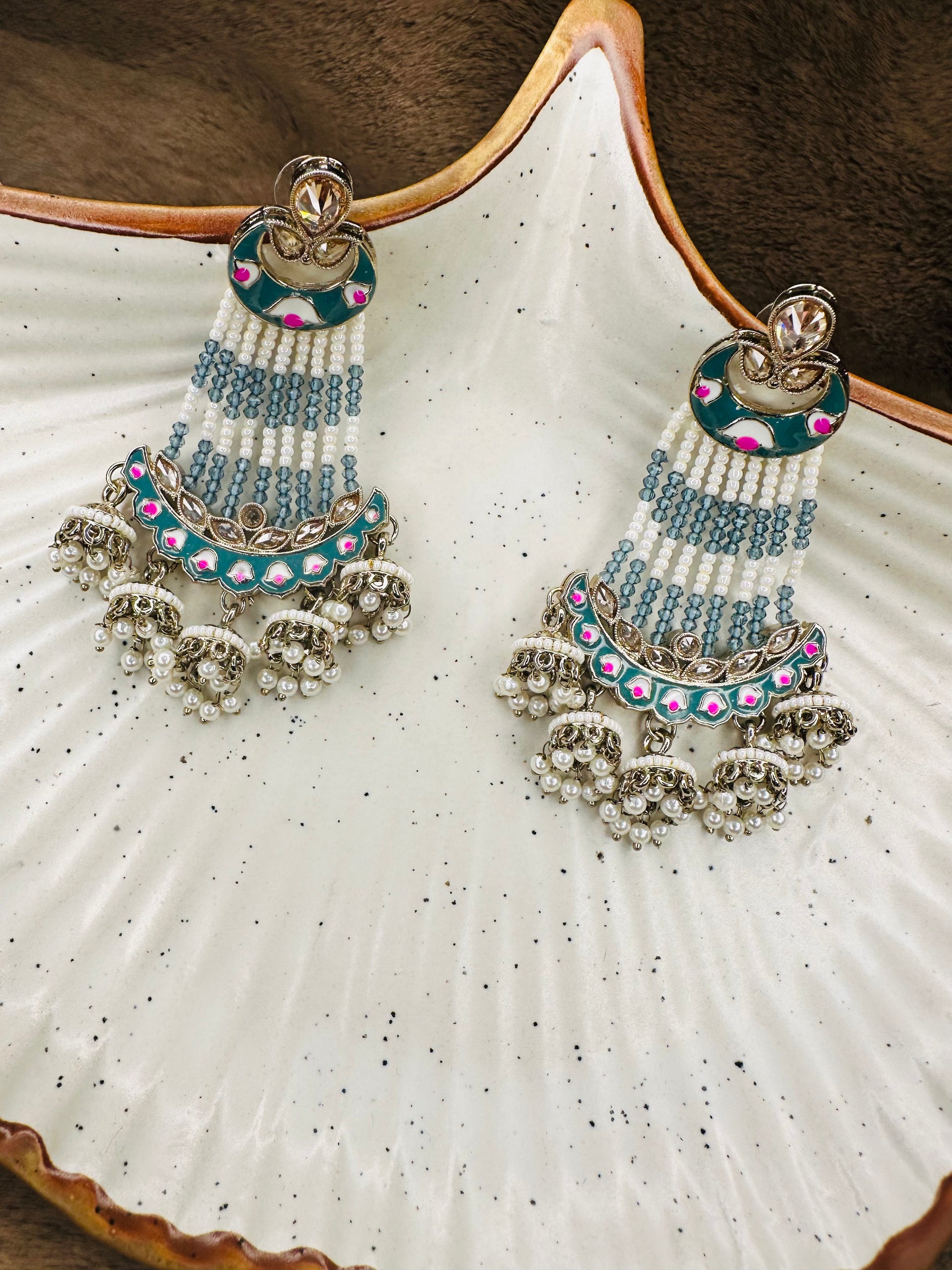Side View of Anti-Tarnish Gold-Plated Ethnic Earrings