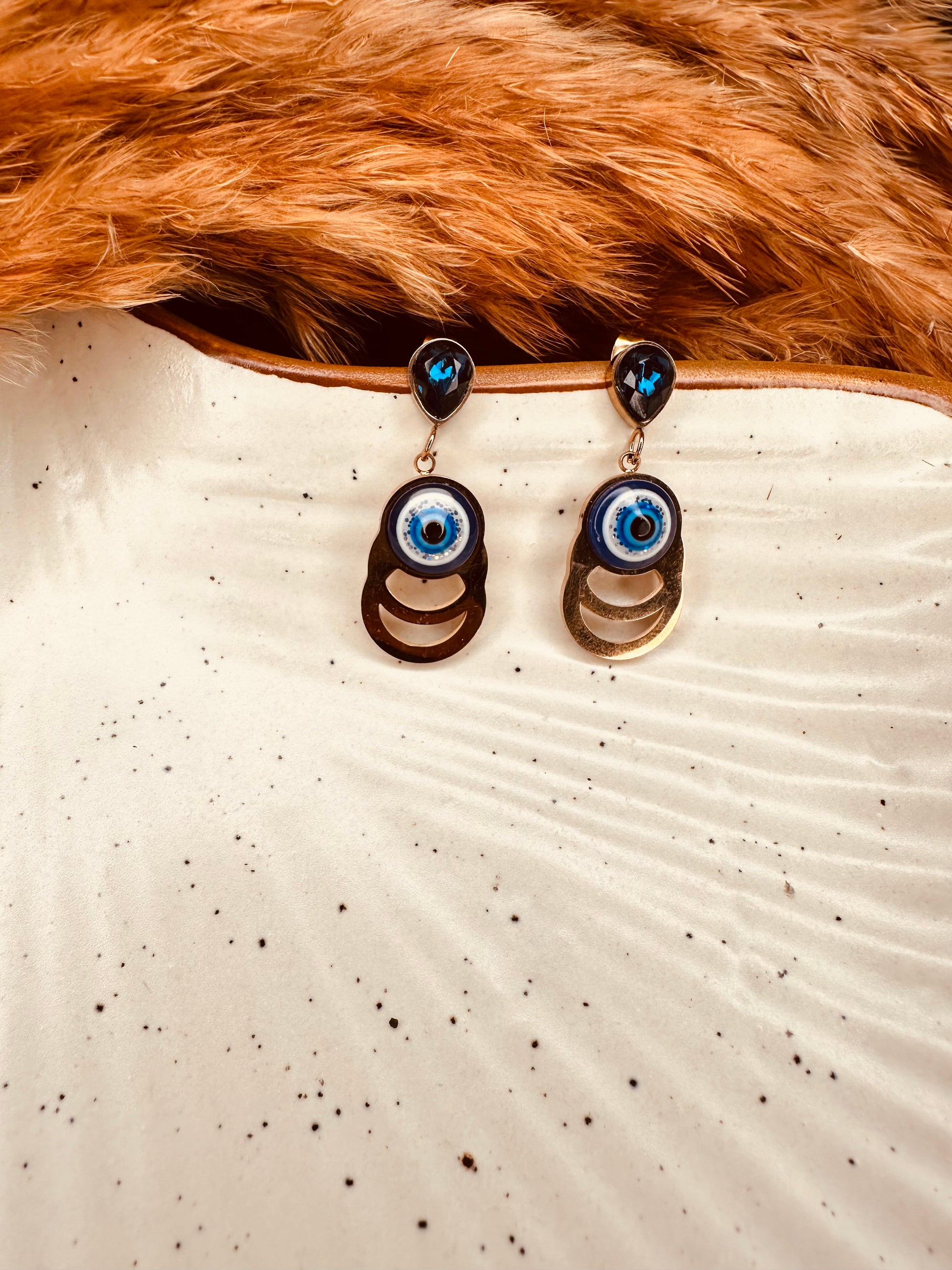 Side Look of HeyBae Anti-Tarnish Evil Eye Earrings for Women