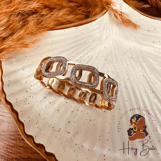 HeyBae Anti-Tarnish Gold Plated AD Kada Bangles for Women