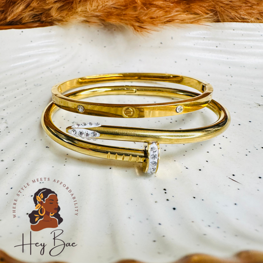 HeyBae Anti-Tarnish Love Band & Nail Cuff Bracelet Set for Women – Main View
