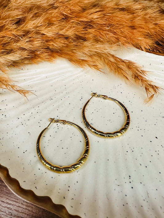 Side Look of HeyBae Gold Plated Big Hoop Earrings