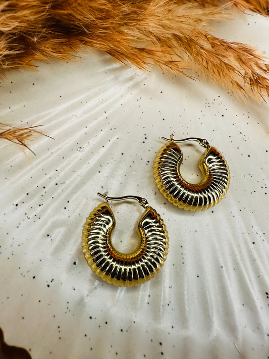 Side Look of HeyBae Gold Plated Big Hoop Round Earrings