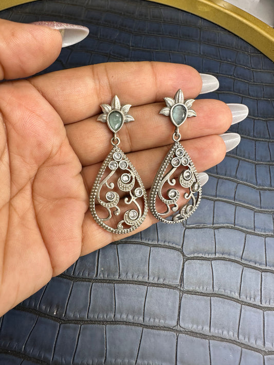 Flatlay Display of HeyBae Big Oxidised Statement Earrings