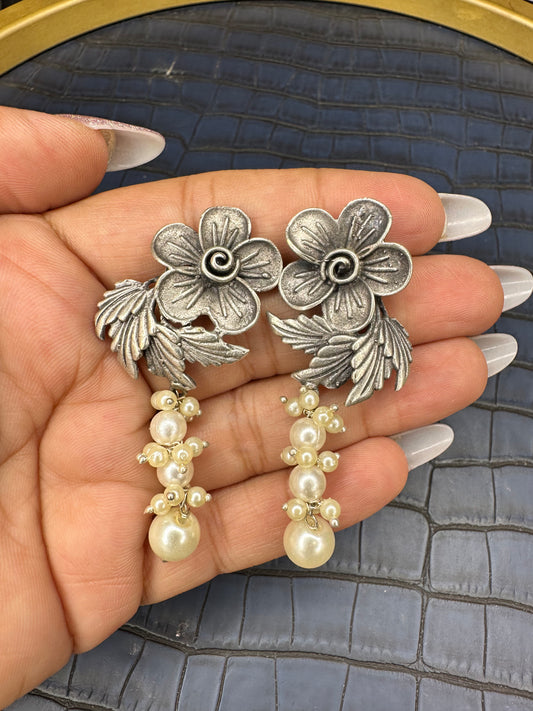 Front Look of HeyBae Big Oxidised Earrings for Women