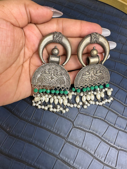 HeyBae Big Oxidised Earrings in Premium Gift Box for Women