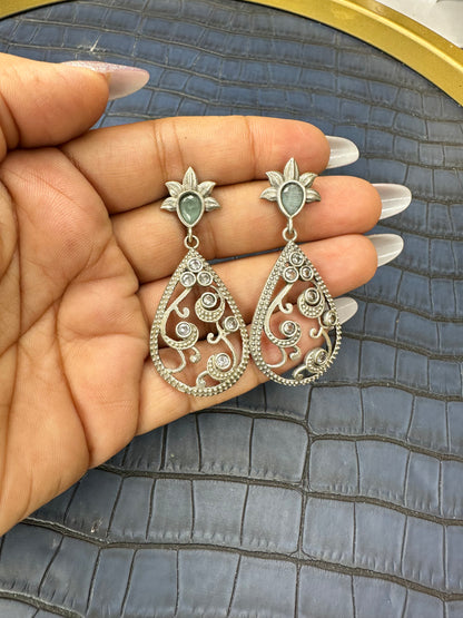 HeyBae Big Oxidised Earrings Paired with Western Party Look