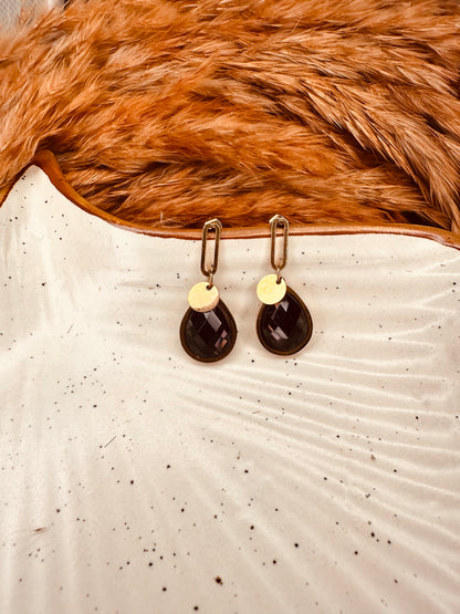 HeyBae black and gold drop earrings for women, chic design