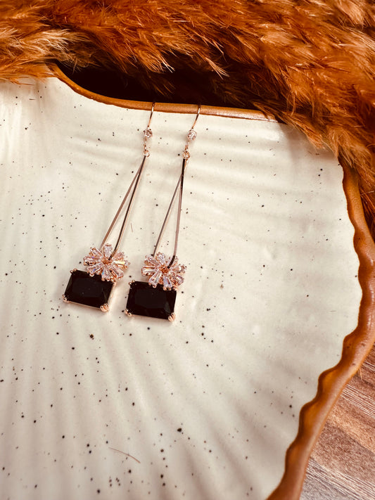 Look of HeyBae Anti-Tarnish Black Crystal Stainless Steel Earrings