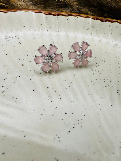 Classic HeyBae AD Stone Flower Earrings for festive occasions