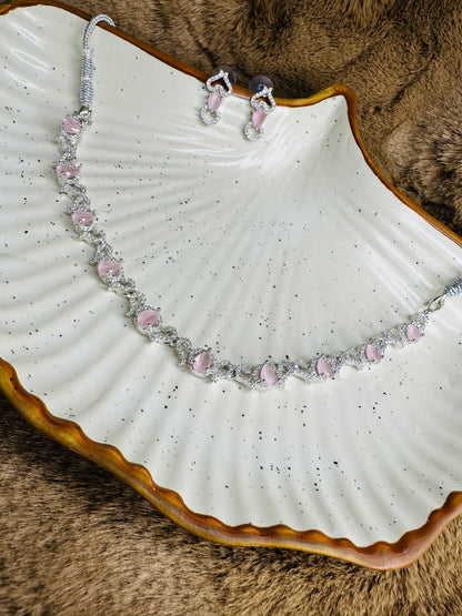 Elegant Jewelry Shot of HeyBae American Diamond Necklace & Earrings Set