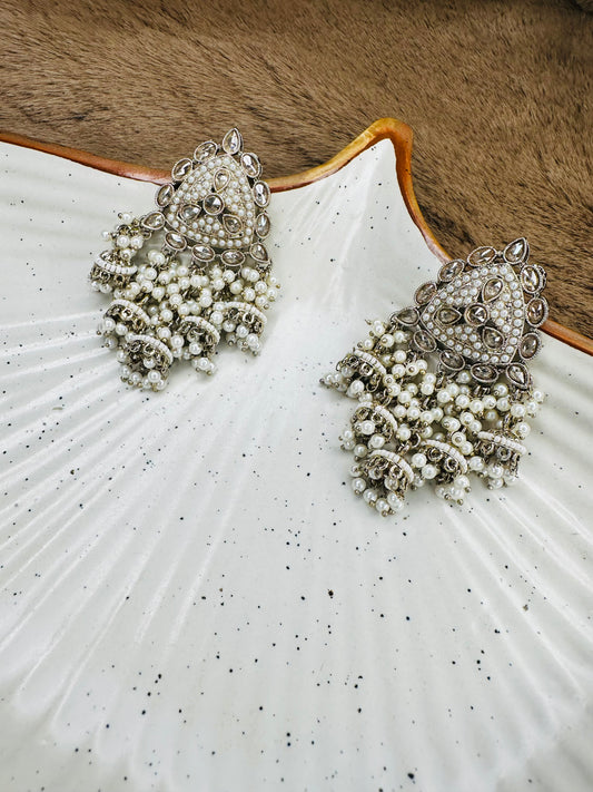 HeyBae Ethnic Gold-Plated Jhumka Hoop Earrings Front View