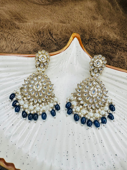 Close-up of HeyBae Ethnic Hoop Earrings detailing and pearls