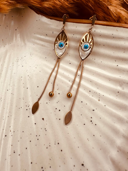 HeyBae Evil Eye Earrings Styled for Festive Outfit