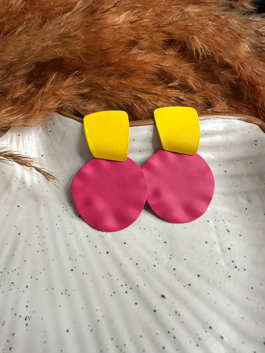 Front View of HeyBae Quirky Geometric Colorful Earrings for Women