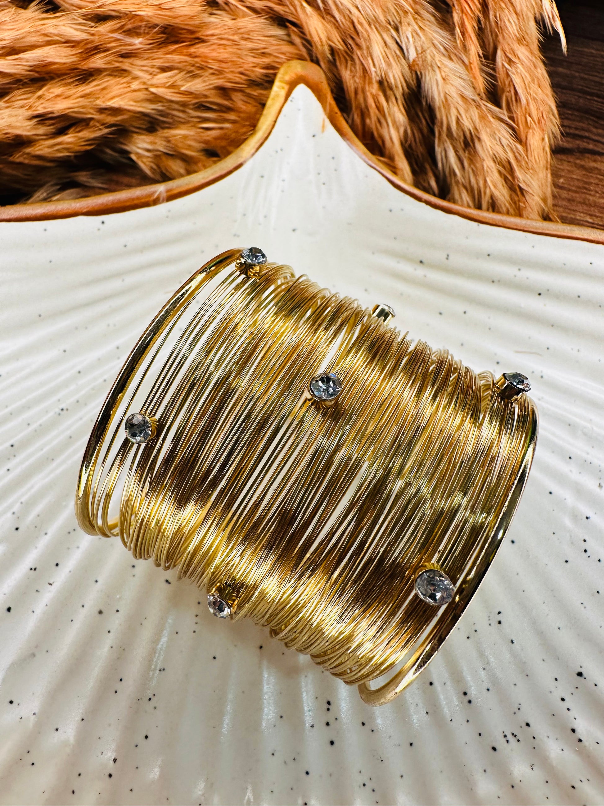 Flatlay of gold cuff bracelet set – HeyBae ethnic jewelry