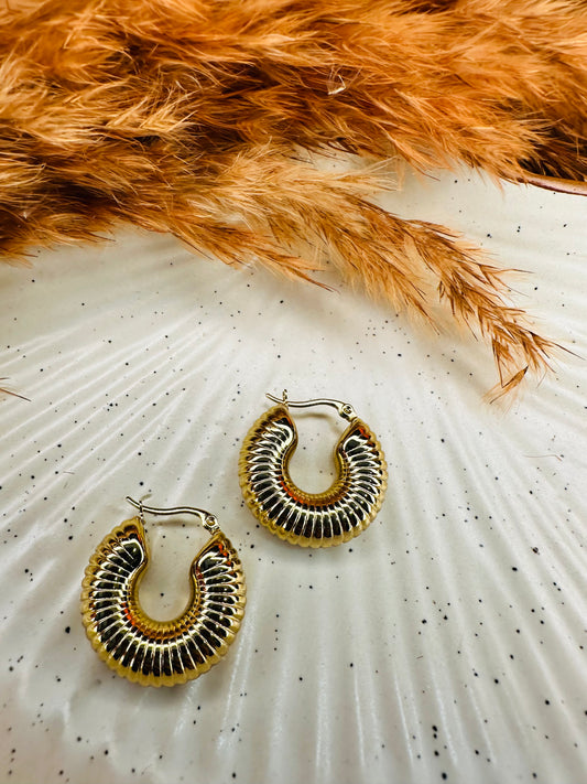 Front View of HeyBae Gold Plated Big Hoop Round Earrings for Women