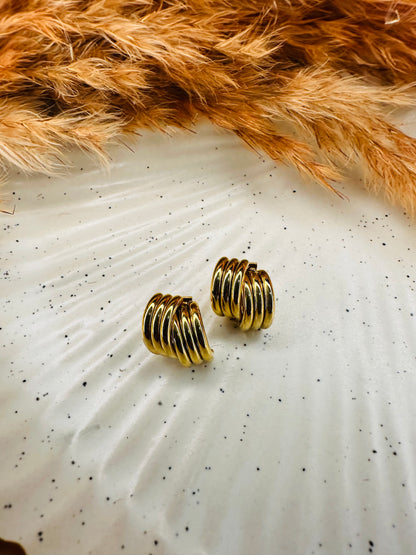 Close-up Detailing of HeyBae Gold Spiral Coil Hoop Earrings