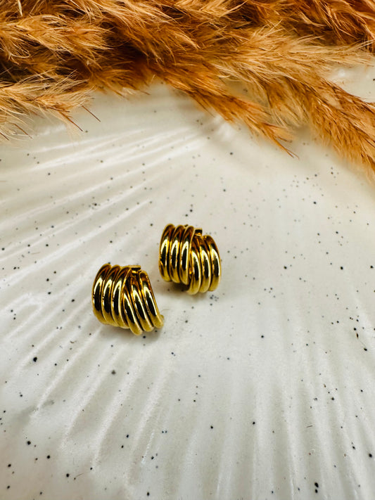 Front View of HeyBae Gold-Tone Coil Hoop Earrings for Women