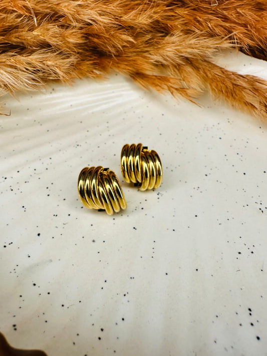 Side Look of HeyBae Spiral Gold-Tone Coil Hoop Earrings