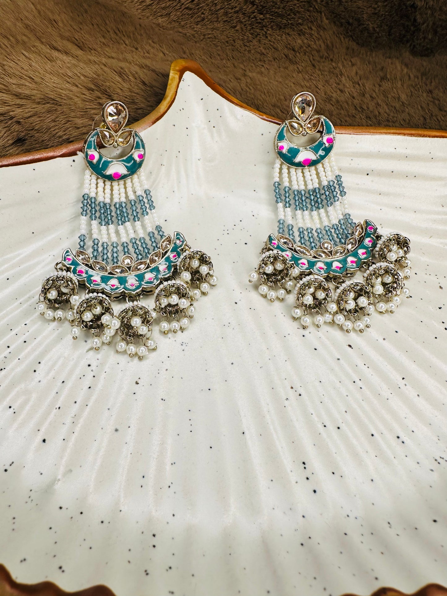 HeyBae Gold-Plated Ethnic Jhumka Earrings Front View