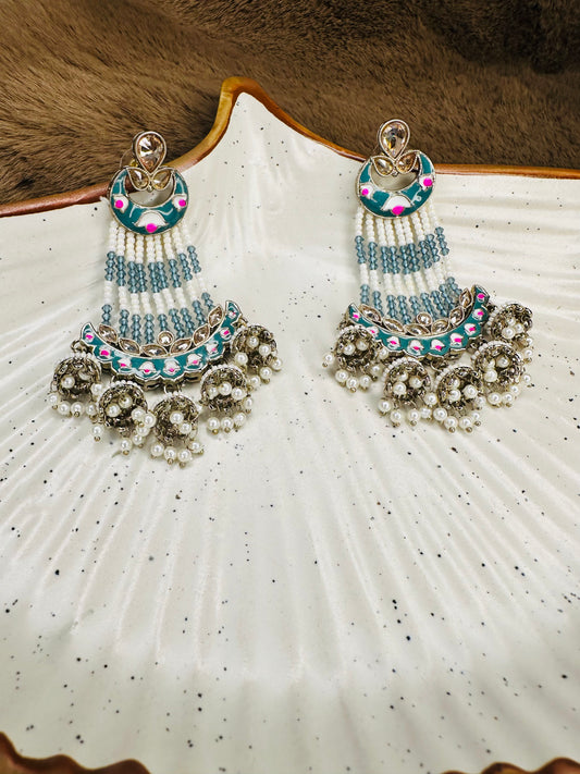 HeyBae Gold-Plated Ethnic Jhumka Earrings Front View