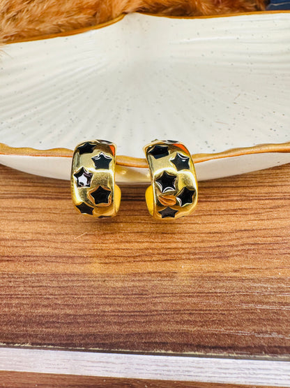 Front View of HeyBae Gold Plated Hoop Earrings for Women