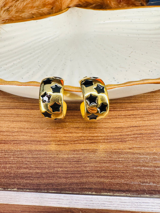 Front View of HeyBae Gold Plated Hoop Earrings for Women
