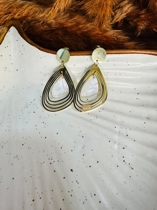 HeyBae Gold-Plated Layered Teardrop Earrings – Front View