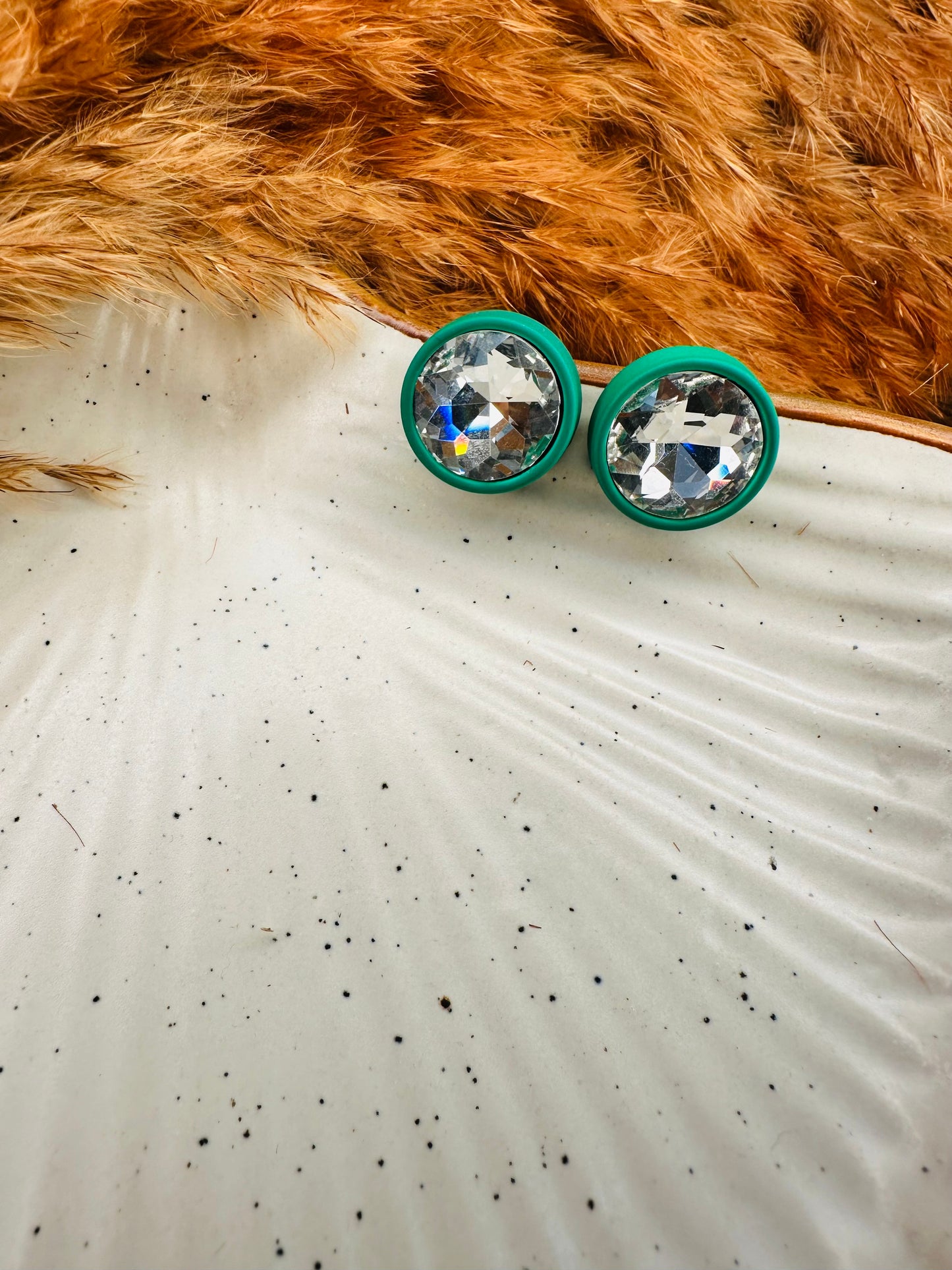 HeyBae Green Crystal Stud Earrings in Premium Gift Box Packaging