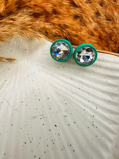 HeyBae Green Crystal Stud Earrings in Premium Gift Box Packaging
