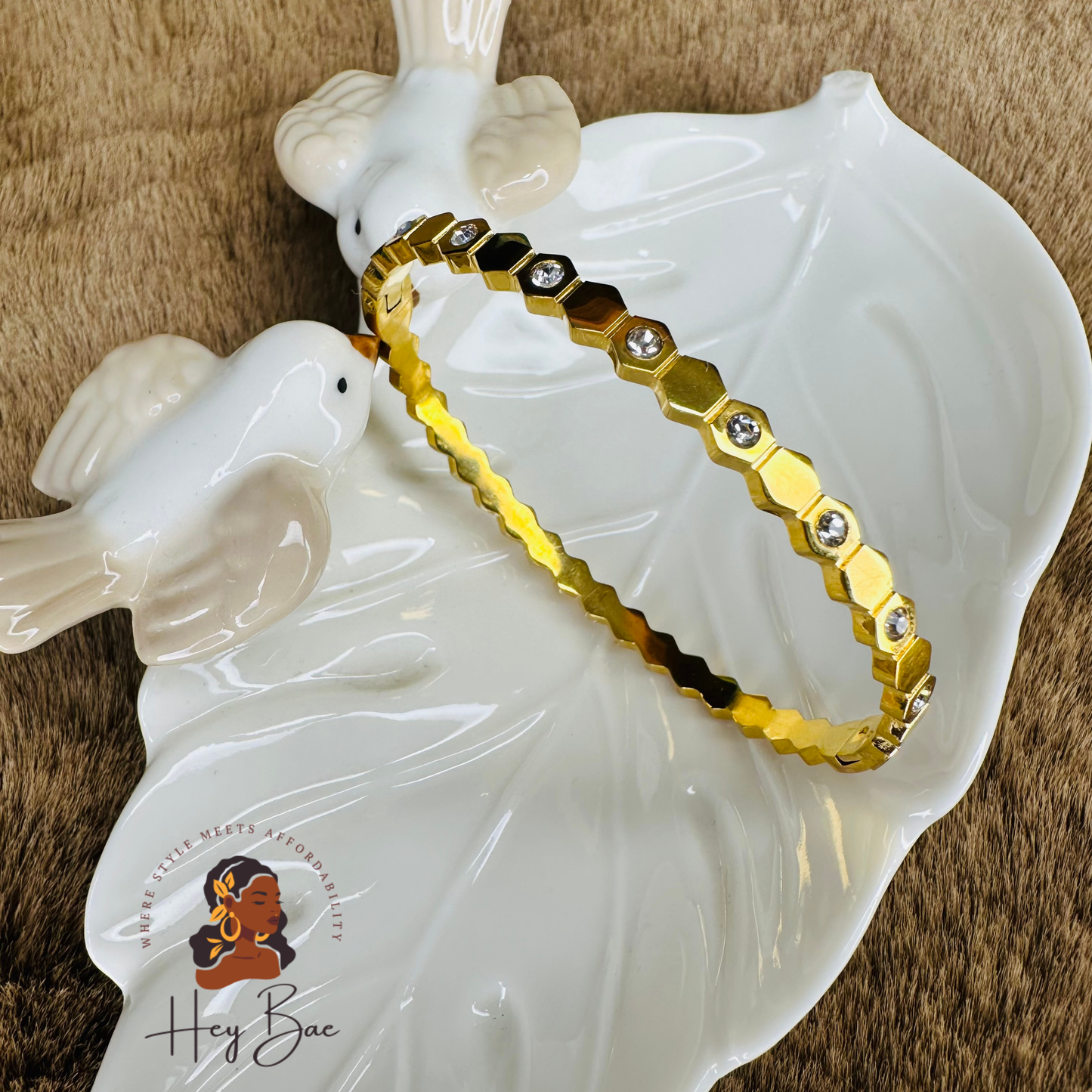 HeyBae Studded Hexagon Bracelet in Premium Gift Box – Perfect for Gifting