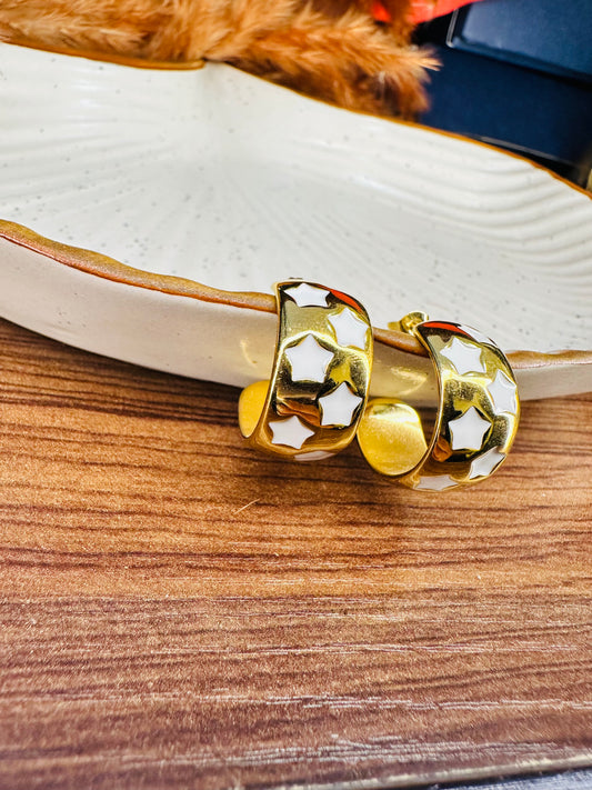 Side Look of HeyBae Gold Plated Hoop Earrings with Shine