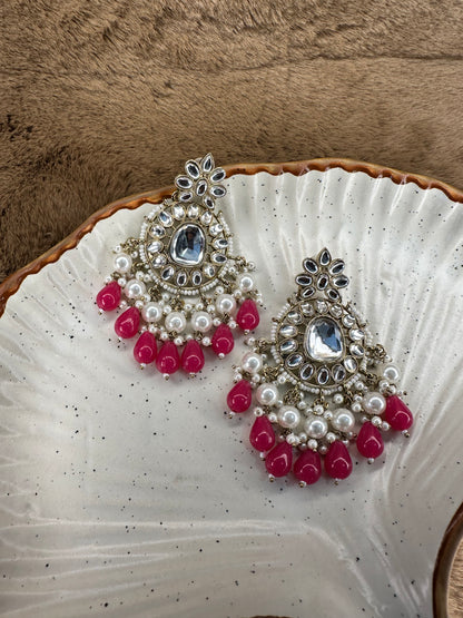 Bridal Styling with HeyBae Magenta Bead & Pearl Kundan Earrings – Ethnic Jewelry