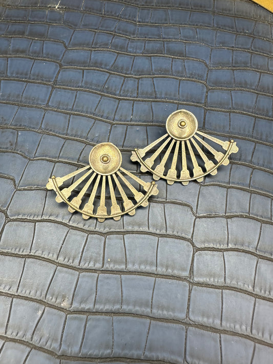 Classic HeyBae Oxidised Stud Earrings in Durable Brass Design