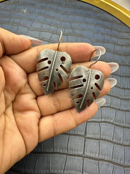 Detailed Shot Highlighting the Intricate Design of HeyBae Oxidised Stud Earrings