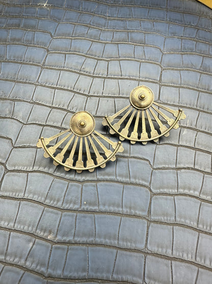 HeyBae Oxidised Brass Stud Earrings Styled for Ethnic and Modern Wear