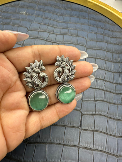 Flat Lay Display of HeyBae Oxidised Brass Stud Earrings