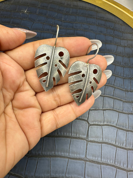 Front View of HeyBae Oxidised Brass Stud Earrings for Women