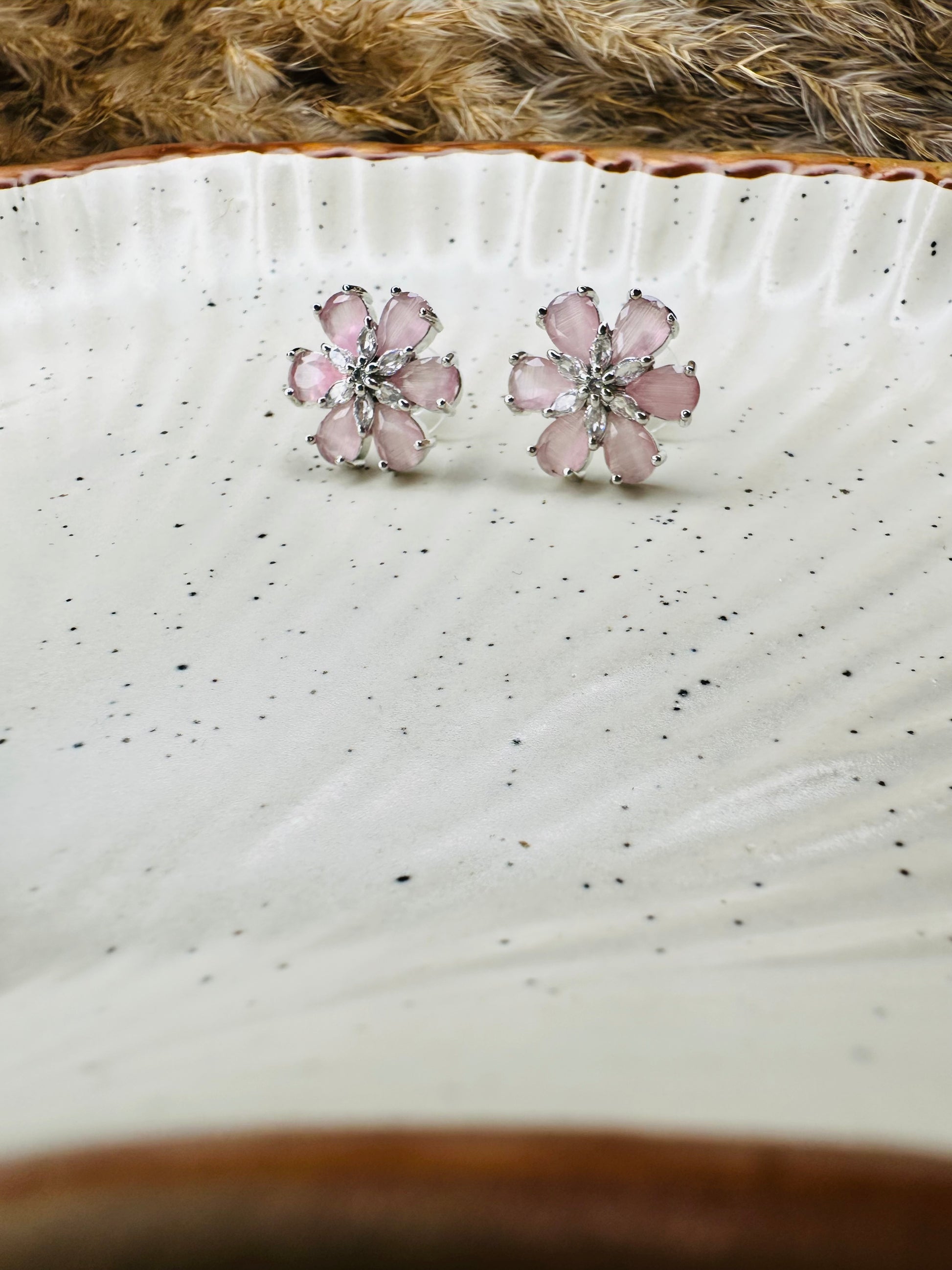 Partywear HeyBae AD Stone Flower Earrings for women