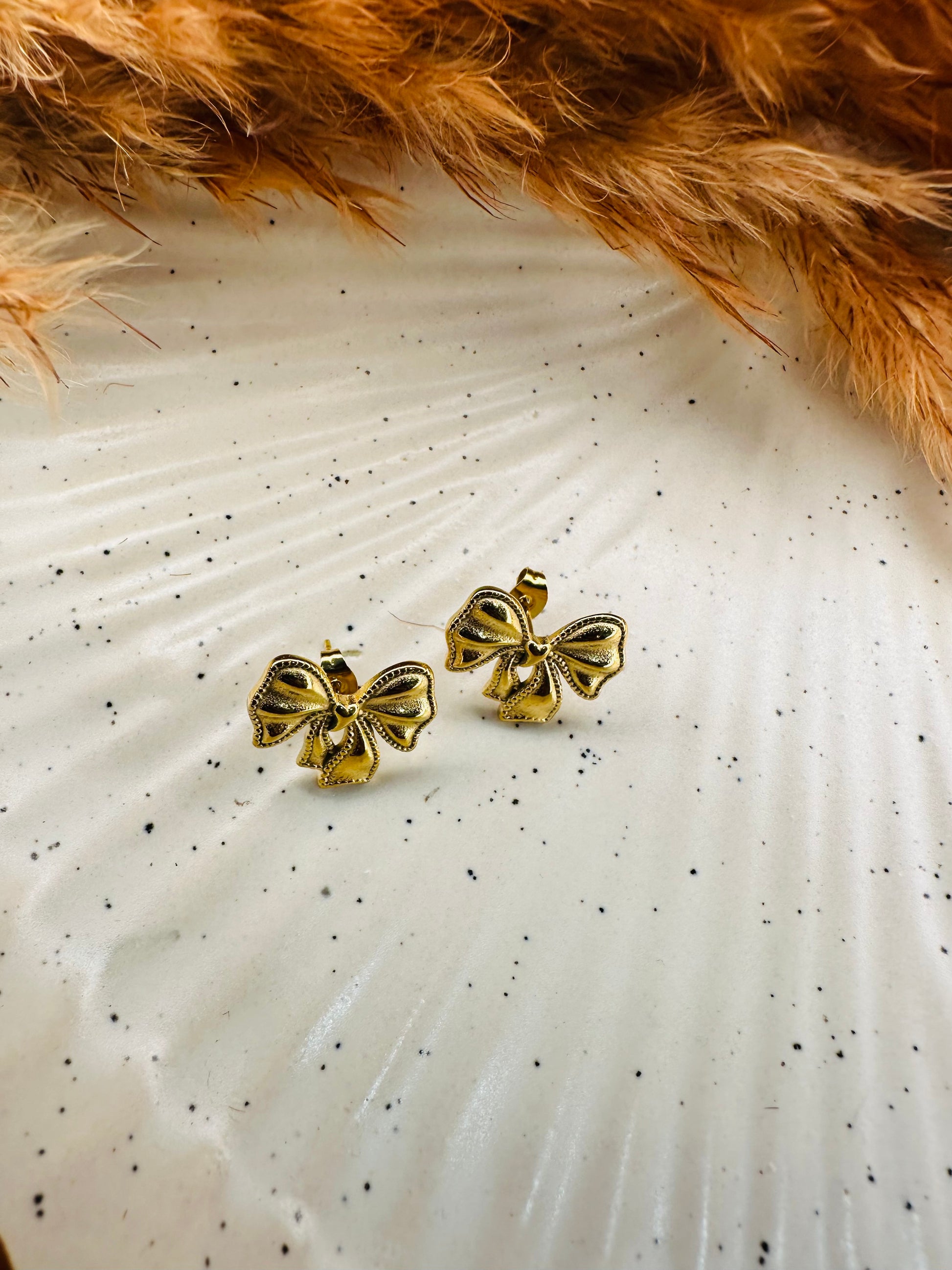 Premium HeyBae gold bow earrings perfect for gifting