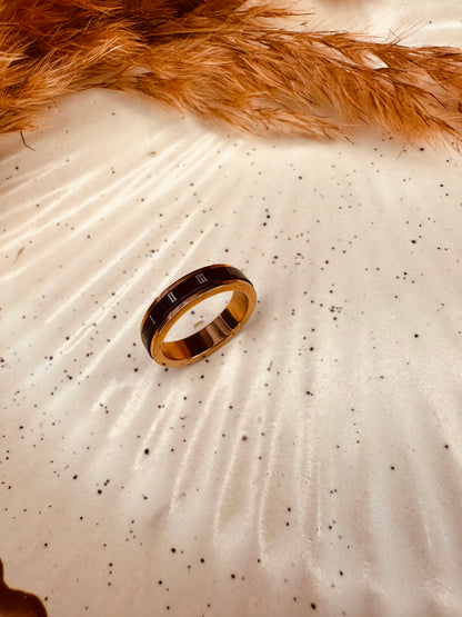 HeyBae Premium Stainless Steel Unisex Band Ring – Rose Gold & Black Finish