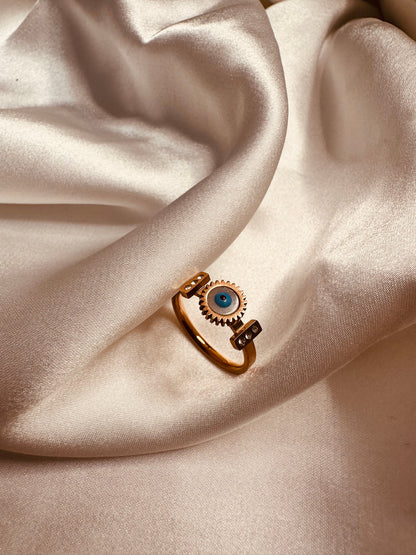 HeyBae Gold Evil Eye Ring – Stylish Anti-Tarnish Jewelry for Women
