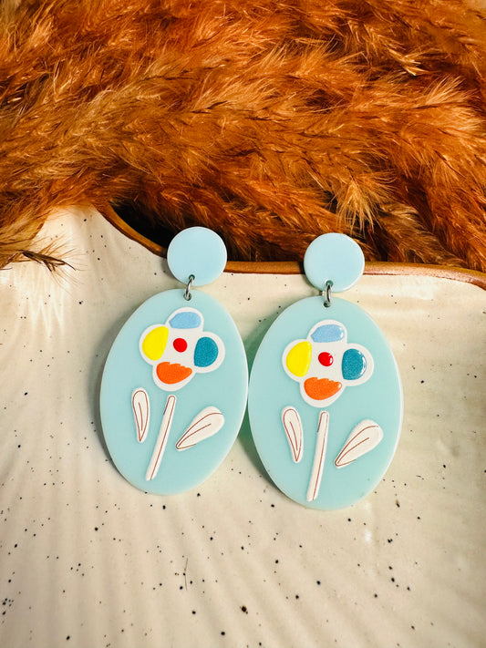 Front View of HeyBae Quirky Floral Statement Earrings for Women