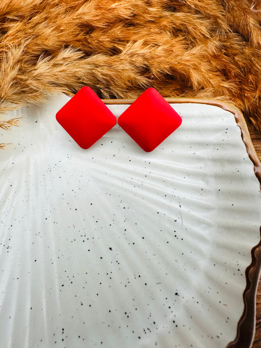 Front View of HeyBae Quirky Square Earrings in Stylish Design