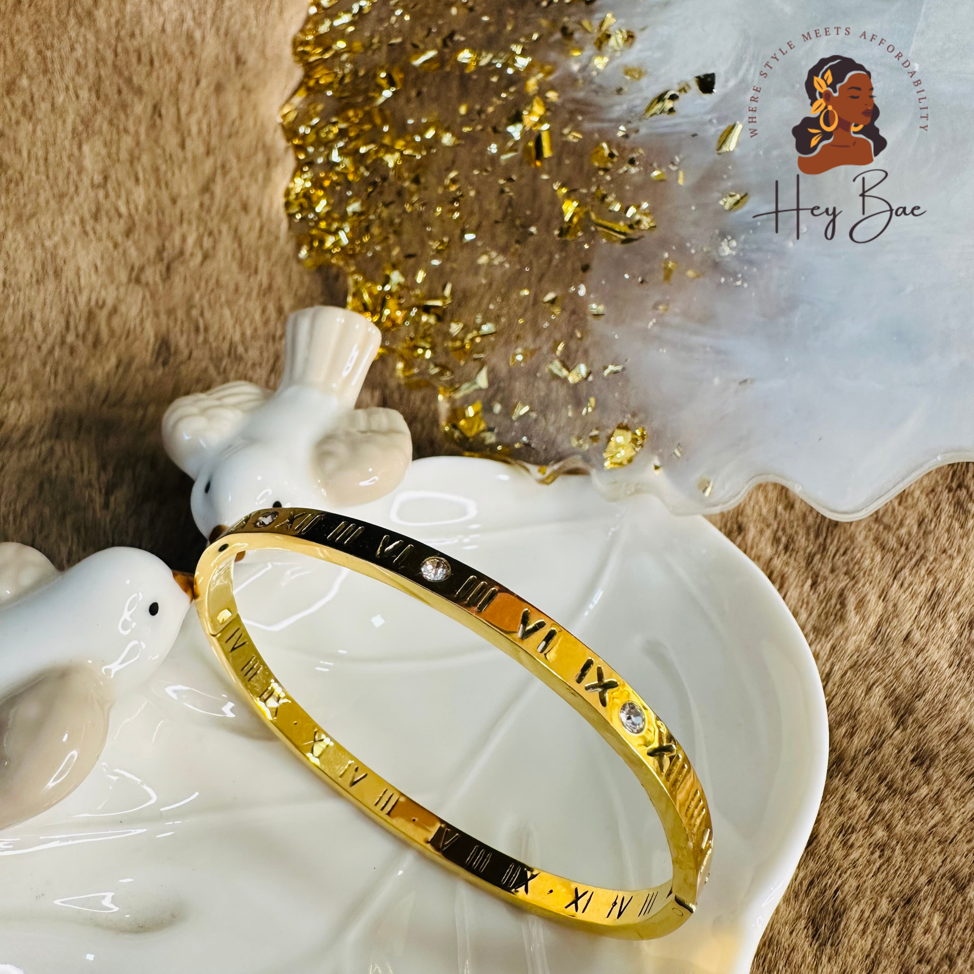 Roman Numeral Kada Bracelet – Anti-Tarnish Gold HeyBae – Hey Bae