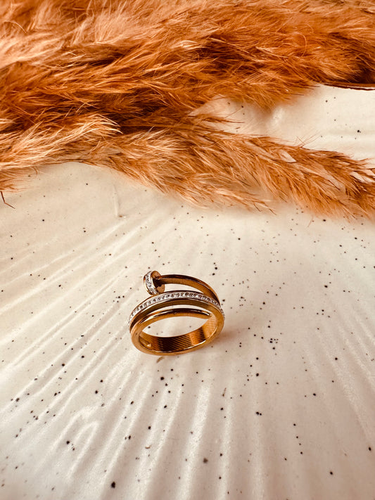 HeyBae Rose Gold Studded Nail Design Ring with anti-tarnish finish