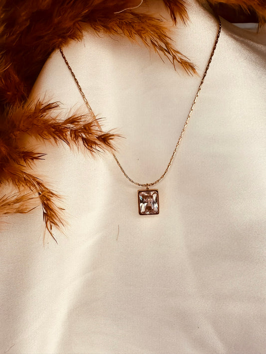 HeyBae solitaire pendant necklace in rose gold stainless steel