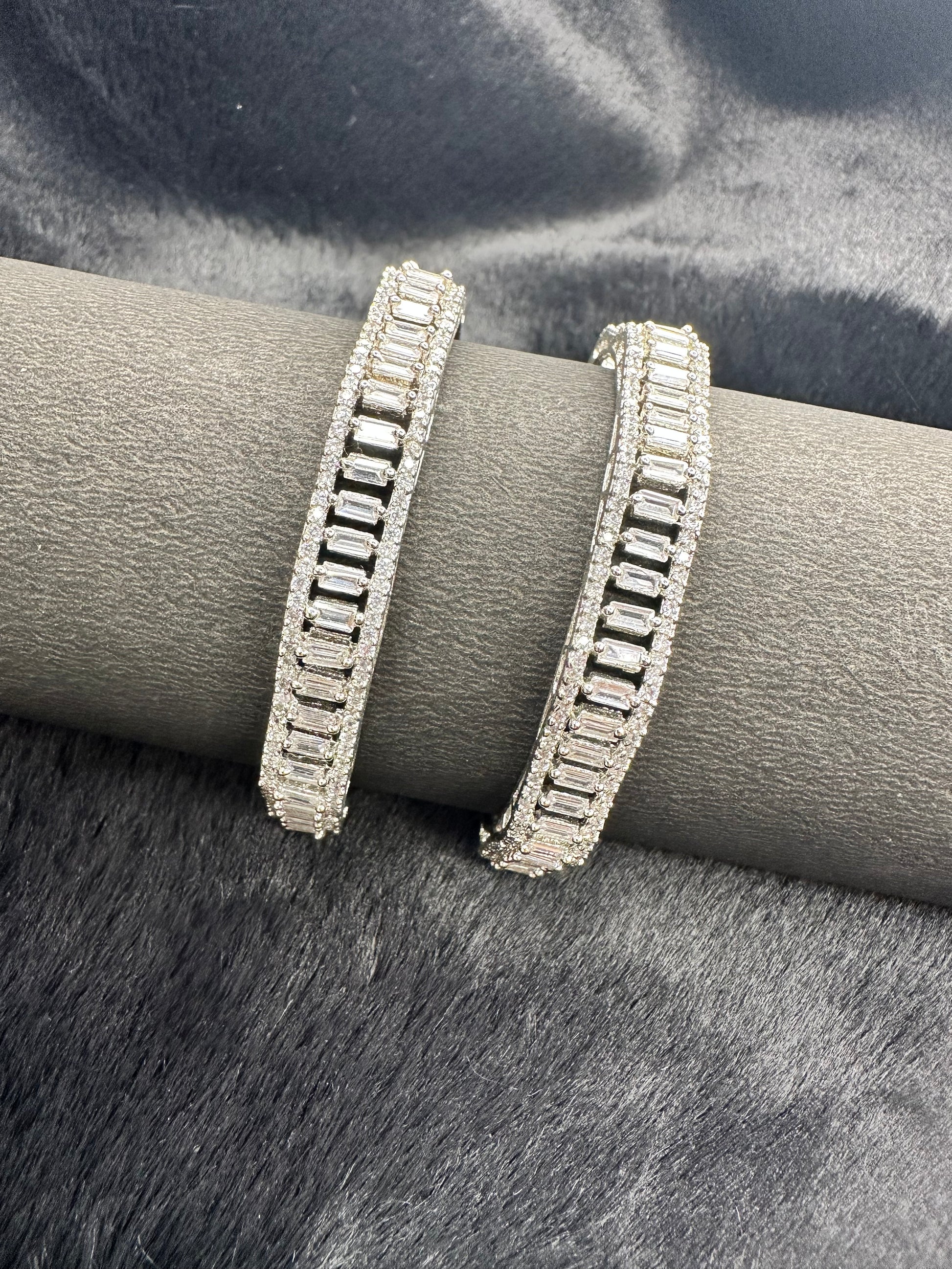 HeyBae Sparkling AD Bangles stacked together for layered modern look