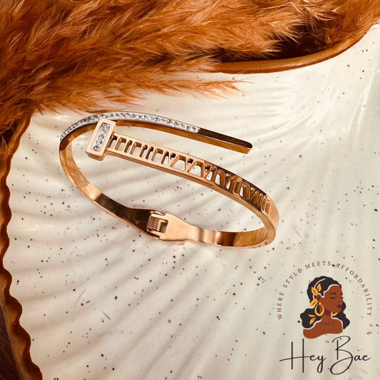Close-up of HeyBae Studded Nail Bracelet showing sparkling stud accents and anti-tarnish finish