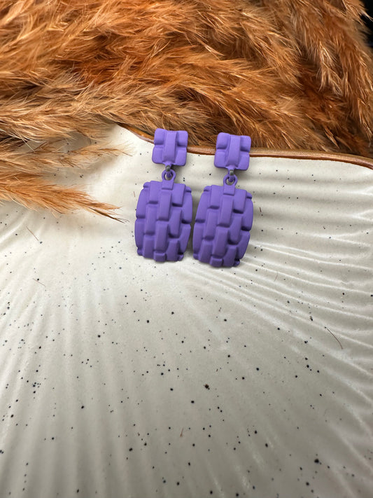 Front View of HeyBae Quirky Textured Drop Earrings for Women